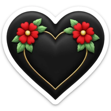 Black flower heart sticker