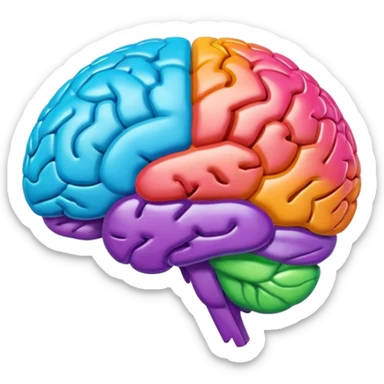 A glassy transparent colourful psychology brain sticker