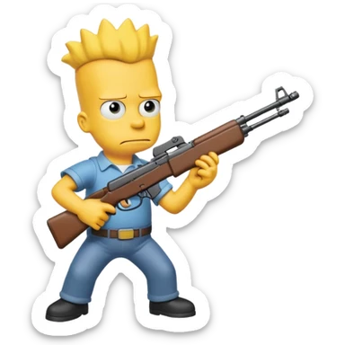 Bart simson qui tien une kalash et ki tire en l'air  sticker
