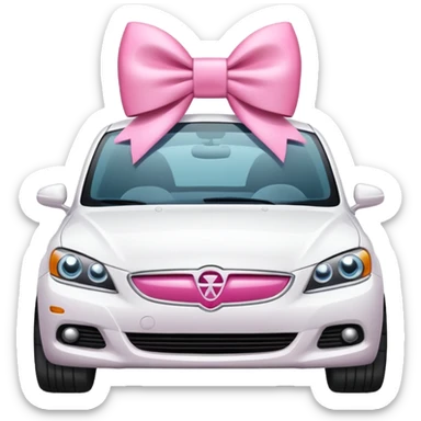 White car with pink bow sticker