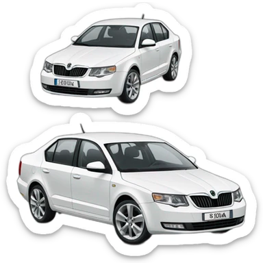 Skoda Octavia II A5 white sticker