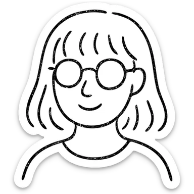 mujer con flequillo y gafas dibujo a mano sticker