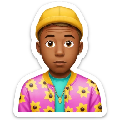 Tyler the Creator rapper with distinctive style and short hair sticker