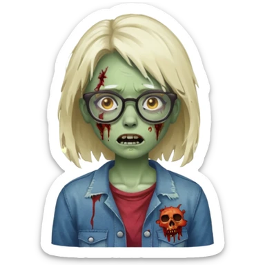   zombie girl with glasses sticker