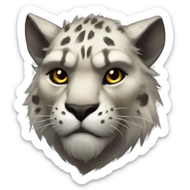 Guild Wars 2 charr, snow leopard, no armor, focused face sticker