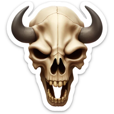 A demonic buffalo skull with thrones and teeth and red background  sticker