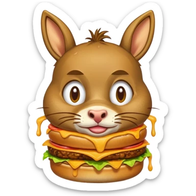 shit dripping of  donkey cat eating hamburgers sticker