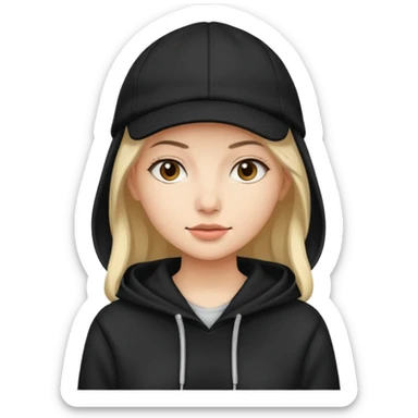woman with black cap and hoodie sticker
