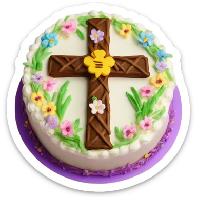 beautifully decorated Easter cross cake sticker