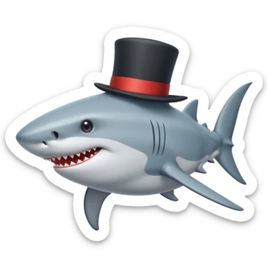 Shark with a top hat sticker