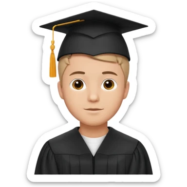 Graduated Students, Male, proudly, short hair, wearing graduation cap sticker