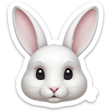 Cinematic Noble White Rabbit Portrait Emoji, Poised and regal, with a graceful, compact build and a pristine, silky white fur, long perky ears and gentle, soulful dark eyes, Simplified yet sharp and sophisticated features, highly detailed, glowing with a soft, dignified glow, high shine, intelligent and gentle, stylized with an air of refined elegance, focused and attentive, soft glowing outline, capturing the essence of a watchful and confident companion, so majestic it feels as though it could hop out of the screen with effortless authority! sticker