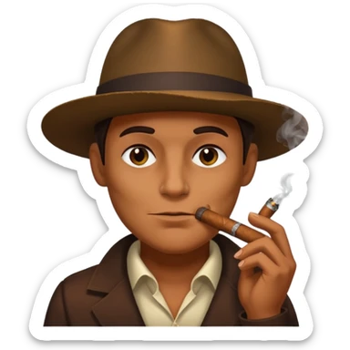 a shadowy face smoking a cigar sticker