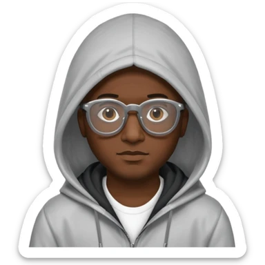 black man in hooded jackets and glasses sticker