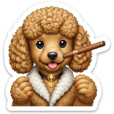 Poodle with a cigar sticker