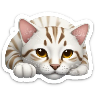 snow bengal cat sleeping sticker