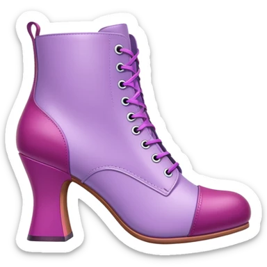lilac colored boot with magenta heel and toe cover sticker