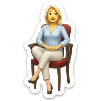 white woman sitting on a chair sticker