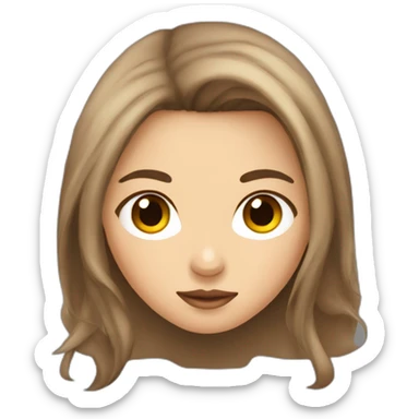 Girl with medium long brown hair with hazel eyes and piercing in fight nose flirting sticker