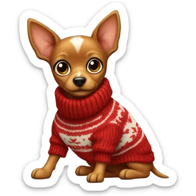 red toy terrier with a sweater  sticker