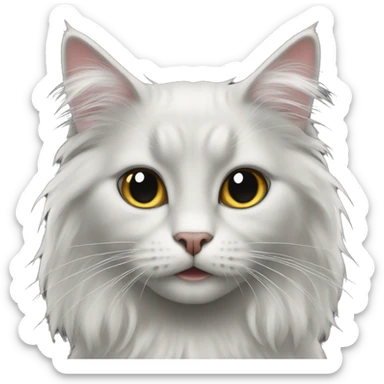 black cat domestic long-haired with half white mouth sticker