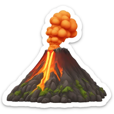 Volcano erupting sticker