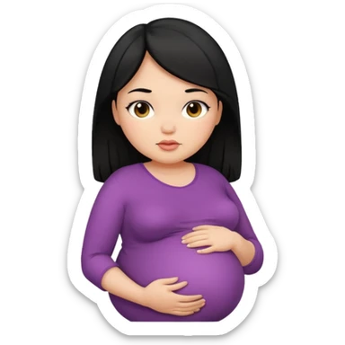 Fat pregnant girl with black hair and brunette skin and Black eyes sticker