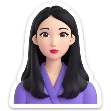 baddie with Asian and Latina features, long straight black hair, makeup sticker