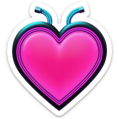 neon pink heart with glitch distortion, cyberpunk scanlines, glow effect, crisp vector style, no background sticker