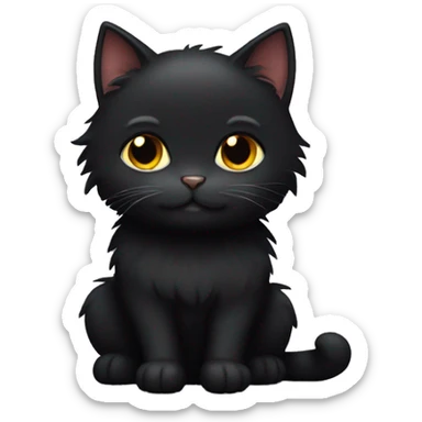 Fluffy black cat sticker
