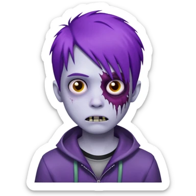 boy emo zombie purple hair sticker