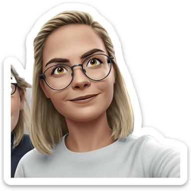 smiling girl with glasses sticker