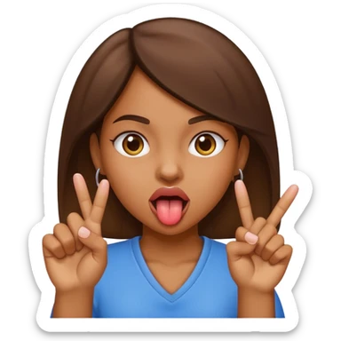 Brownskin Girl sticking out tongue holding up middle fingers  sticker
