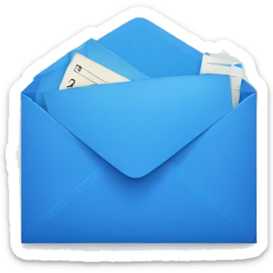 blue envelope unface with simple clock face in the left corner sticker