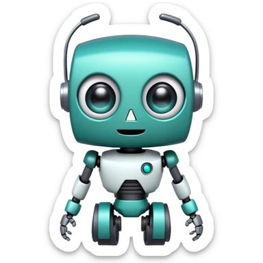 cute GIR robot from Invader Zim with big eyes, teal color, happy expression sticker