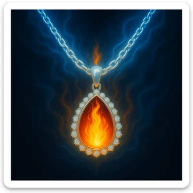 Replace the dark void with a small, powerful flame inside the pendant sticker