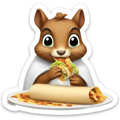 Squirrel devouring burrito sticker