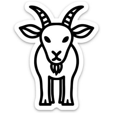 Make the black goat from the front have a darker, more gothic aesthetic, with no background. Focus on a gothic style with dark, moody tones and sharp, eerie details. Remove any background, leaving it transparent. sticker