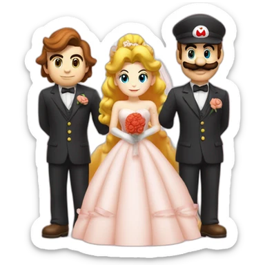Mario et peach mariage  sticker