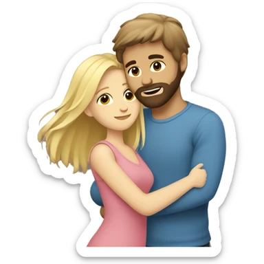 blonde girl and brown-haired, bearded boy cuddling  sticker