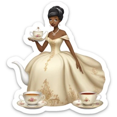 queen serving tea sticker