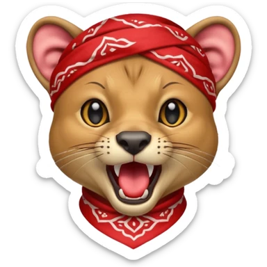 
Fossa animal in a red bandana dressed as a rock singer winksFossa animal with a red bandana on its head screams sticker