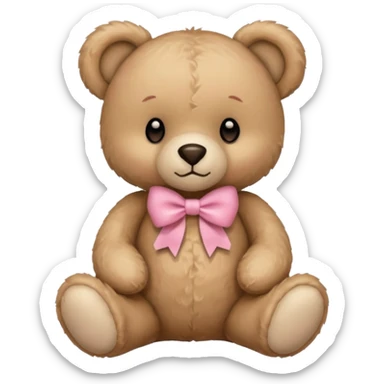 A teddy bear with a pink bow sticker