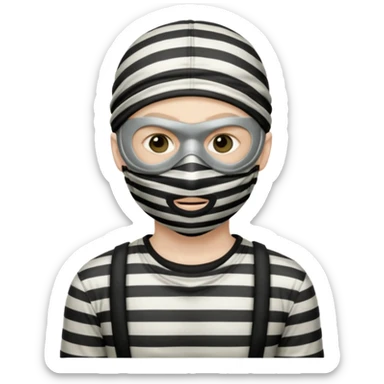 thief, with stripped shirt, facemask, thief mask. sticker