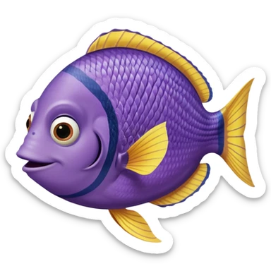 gurgle in finding nemo movie tall thin purple and yellow fish  sticker