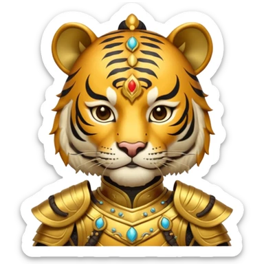 Ancient Chinese tiger warrior with traditional armor sticker