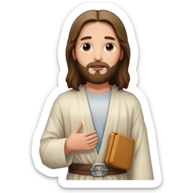 Jesus standing in a modern cityscape, surrounded by tall buildings sticker
