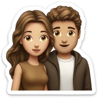 Girl with brown hair kissing guy with brown hair  sticker