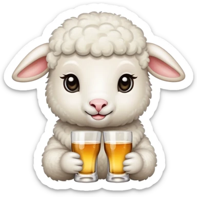 little lamb drinking many types of alcohol  sticker