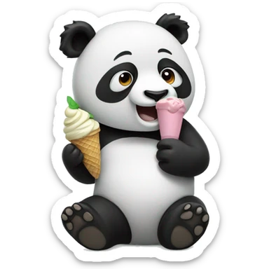 Panda eating ice cream sticker